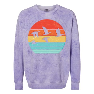 Retro Duck Hunting Sunset Colorblast Crewneck Sweatshirt