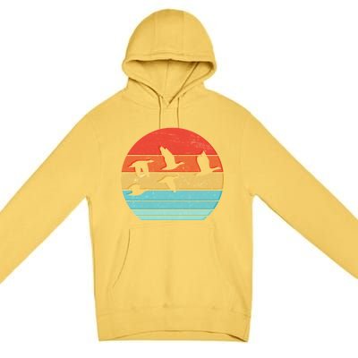 Retro Duck Hunting Sunset Premium Pullover Hoodie