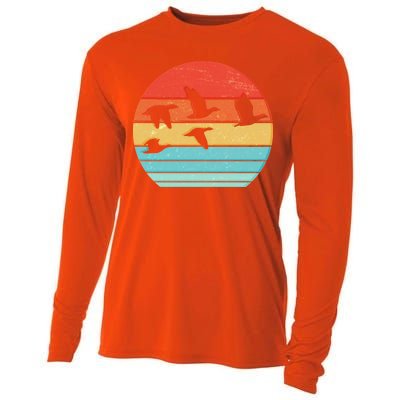 Retro Duck Hunting Sunset Cooling Performance Long Sleeve Crew