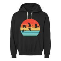 Retro Duck Hunting Sunset Garment-Dyed Fleece Hoodie
