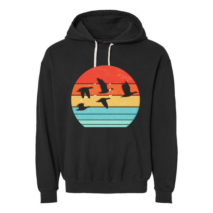 Retro Duck Hunting Sunset Garment-Dyed Fleece Hoodie