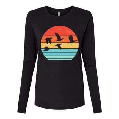 Retro Duck Hunting Sunset Womens Cotton Relaxed Long Sleeve T-Shirt