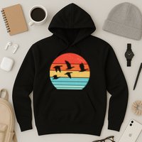 Retro Duck Hunting Sunset Hoodie