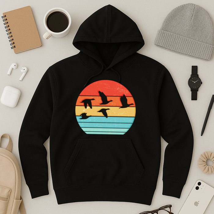 Retro Duck Hunting Sunset Hoodie