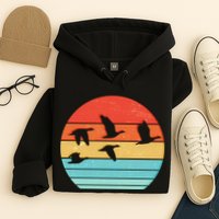 Retro Duck Hunting Sunset Hoodie