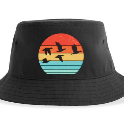 Retro Duck Hunting Sunset Sustainable Bucket Hat