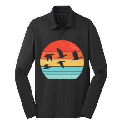 Retro Duck Hunting Sunset Silk Touch Performance Long Sleeve Polo