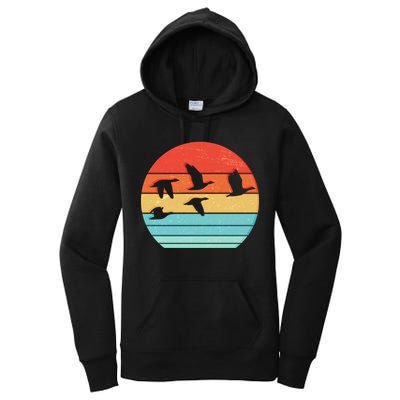 Retro Duck Hunting Sunset Women's Pullover Hoodie