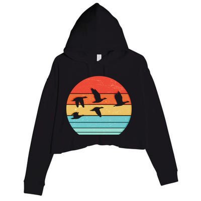 Retro Duck Hunting Sunset Crop Fleece Hoodie