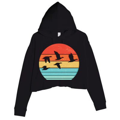 Retro Duck Hunting Sunset Crop Fleece Hoodie