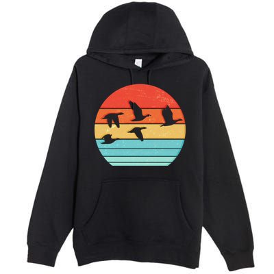 Retro Duck Hunting Sunset Premium Pullover Hoodie