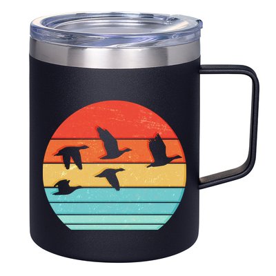 Retro Duck Hunting Sunset 12oz Stainless Steel Coffee Mug