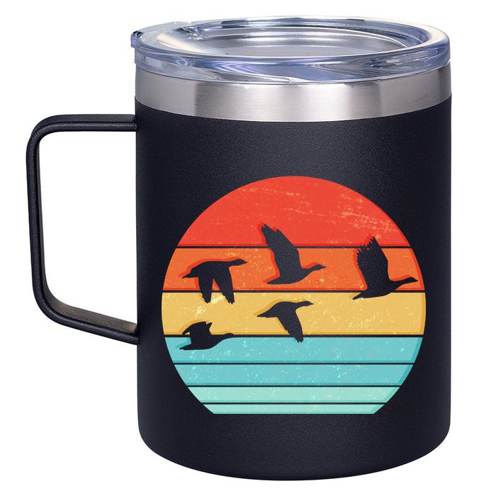 Retro Duck Hunting Sunset 12oz Stainless Steel Coffee Mug