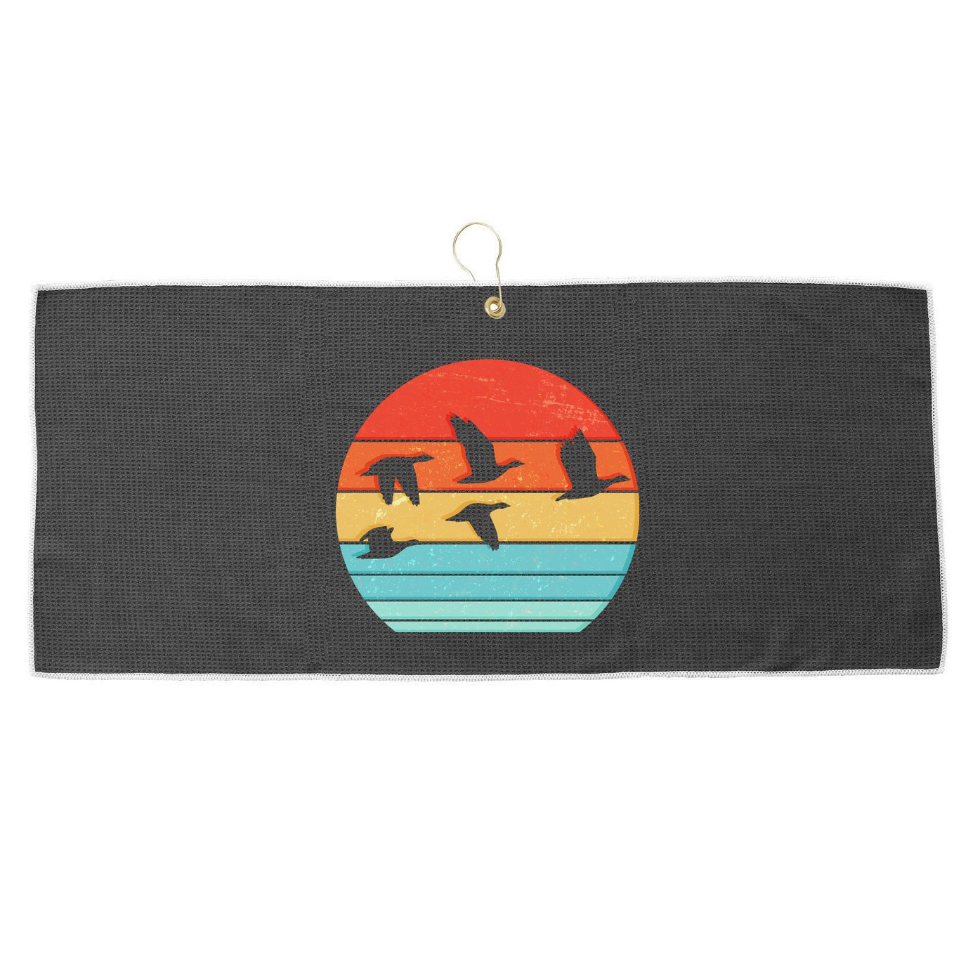 Retro Duck Hunting Sunset Large Microfiber Waffle Golf Towel
