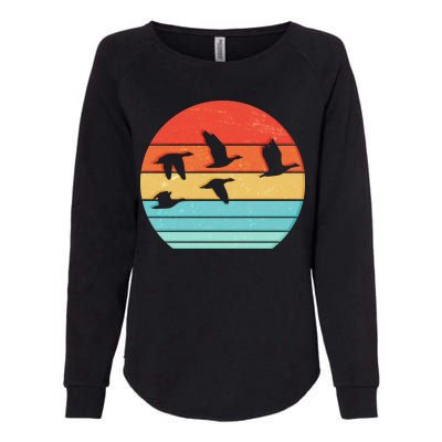 Retro Duck Hunting Sunset Womens California Wash Sweatshirt