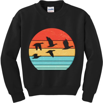 Retro Duck Hunting Sunset Kids Sweatshirt