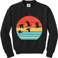 Retro Duck Hunting Sunset Kids Sweatshirt