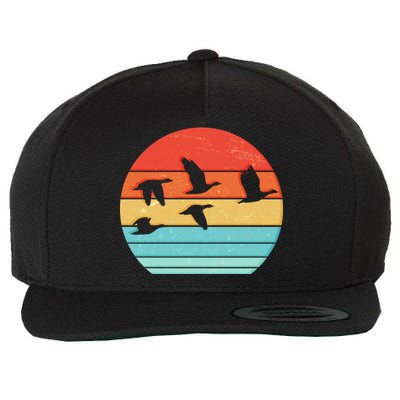 Retro Duck Hunting Sunset Wool Snapback Cap