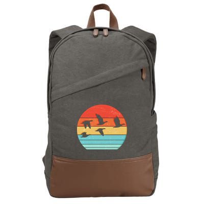 Retro Duck Hunting Sunset Cotton Canvas Backpack