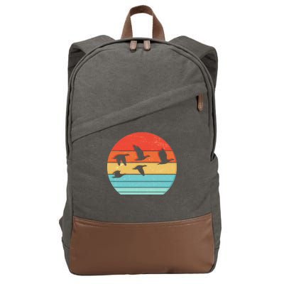 Retro Duck Hunting Sunset Cotton Canvas Backpack