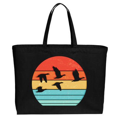 Retro Duck Hunting Sunset Cotton Canvas Jumbo Tote