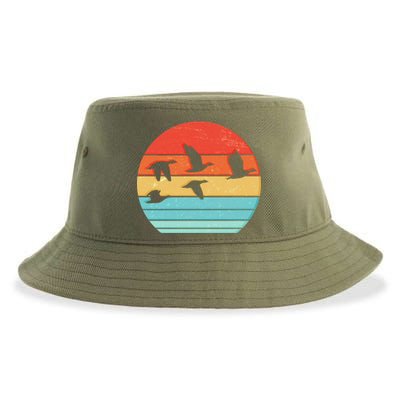 Retro Duck Hunting Sunset Sustainable Bucket Hat