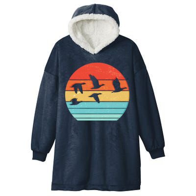 Retro Duck Hunting Sunset Hooded Wearable Blanket