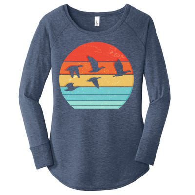 Retro Duck Hunting Sunset Women's Perfect Tri Tunic Long Sleeve Shirt