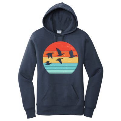 Retro Duck Hunting Sunset Women's Pullover Hoodie