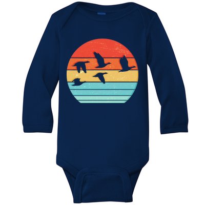 Retro Duck Hunting Sunset Baby Long Sleeve Bodysuit