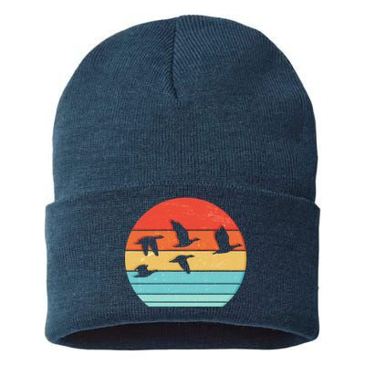 Retro Duck Hunting Sunset Sustainable Knit Beanie