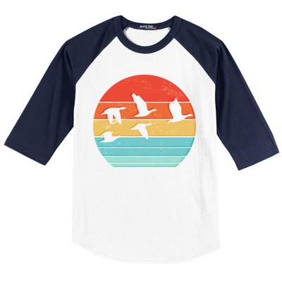 Retro Duck Hunting Sunset Baseball Sleeve Shirt