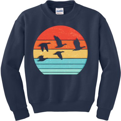 Retro Duck Hunting Sunset Kids Sweatshirt