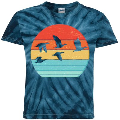 Retro Duck Hunting Sunset Kids Tie-Dye T-Shirt