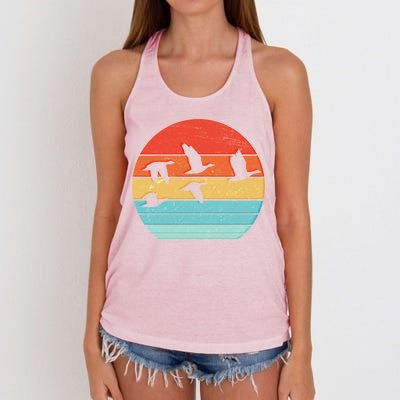 Retro Duck Hunting Sunset Women's Knotted Racerback Tank