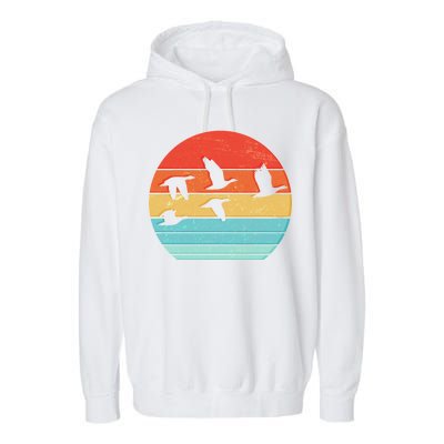 Retro Duck Hunting Sunset Garment-Dyed Fleece Hoodie