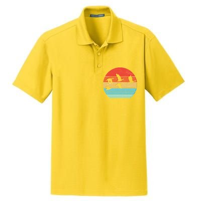 Retro Duck Hunting Sunset Dry Zone Grid Polo