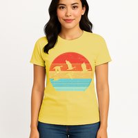 Retro Duck Hunting Sunset Womens T-Shirt