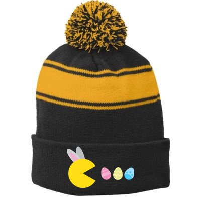 Retro Easter Egg Hunt Game Stripe Pom Pom Beanie