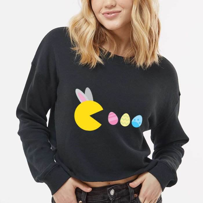 Retro Easter Egg Hunt Game Cropped Pullover Crew