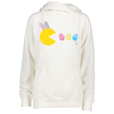 Retro Easter Egg Hunt Game Womens Funnel Neck Pullover Hood