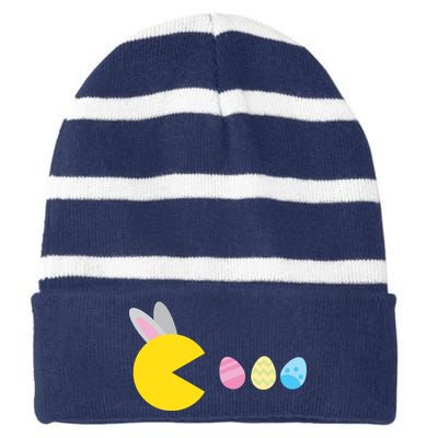 Retro Easter Egg Hunt Game Striped Beanie with Solid Band