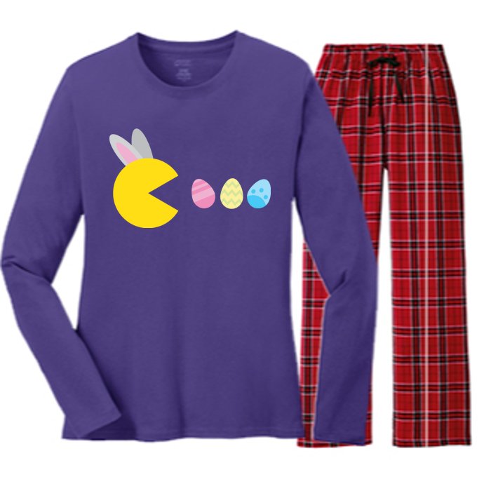 Retro Easter Egg Hunt Game Women's Long Sleeve Flannel Pajama Set 