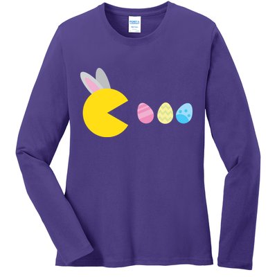 Retro Easter Egg Hunt Game Ladies Long Sleeve Shirt