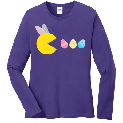 Retro Easter Egg Hunt Game Ladies Long Sleeve Shirt