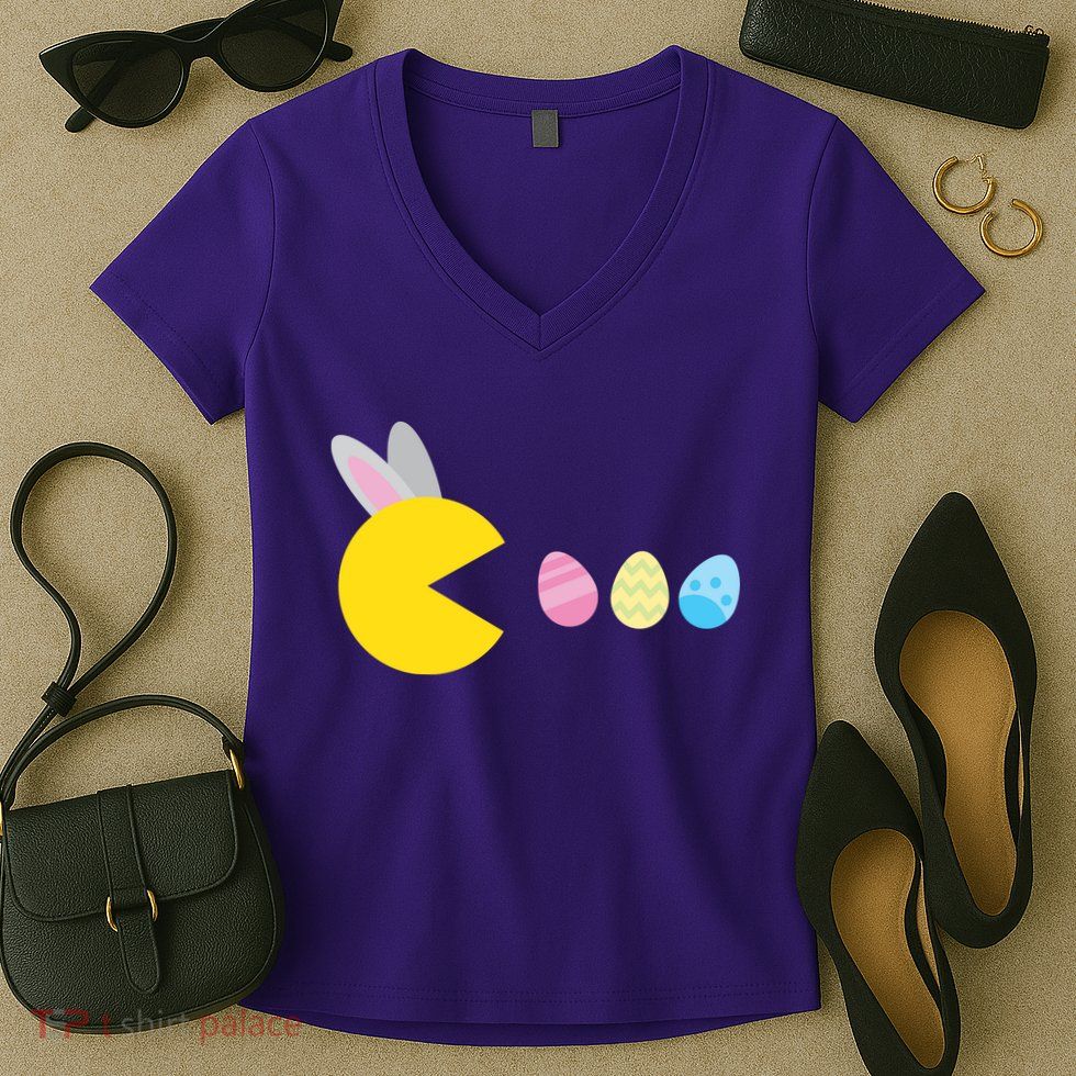 Retro Easter Egg Hunt Game Women's V-Neck T-Shirt