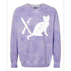 Retro Eat Pussy Funny Cat Spoon Colorblast Crewneck Sweatshirt