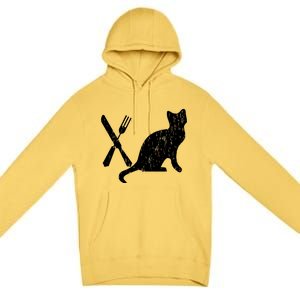 Retro Eat Pussy Funny Cat Spoon Premium Pullover Hoodie