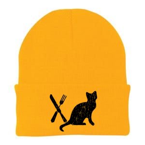 Retro Eat Pussy Funny Cat Spoon Knit Cap Winter Beanie