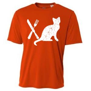 Retro Eat Pussy Funny Cat Spoon Cooling Performance Crew T-Shirt